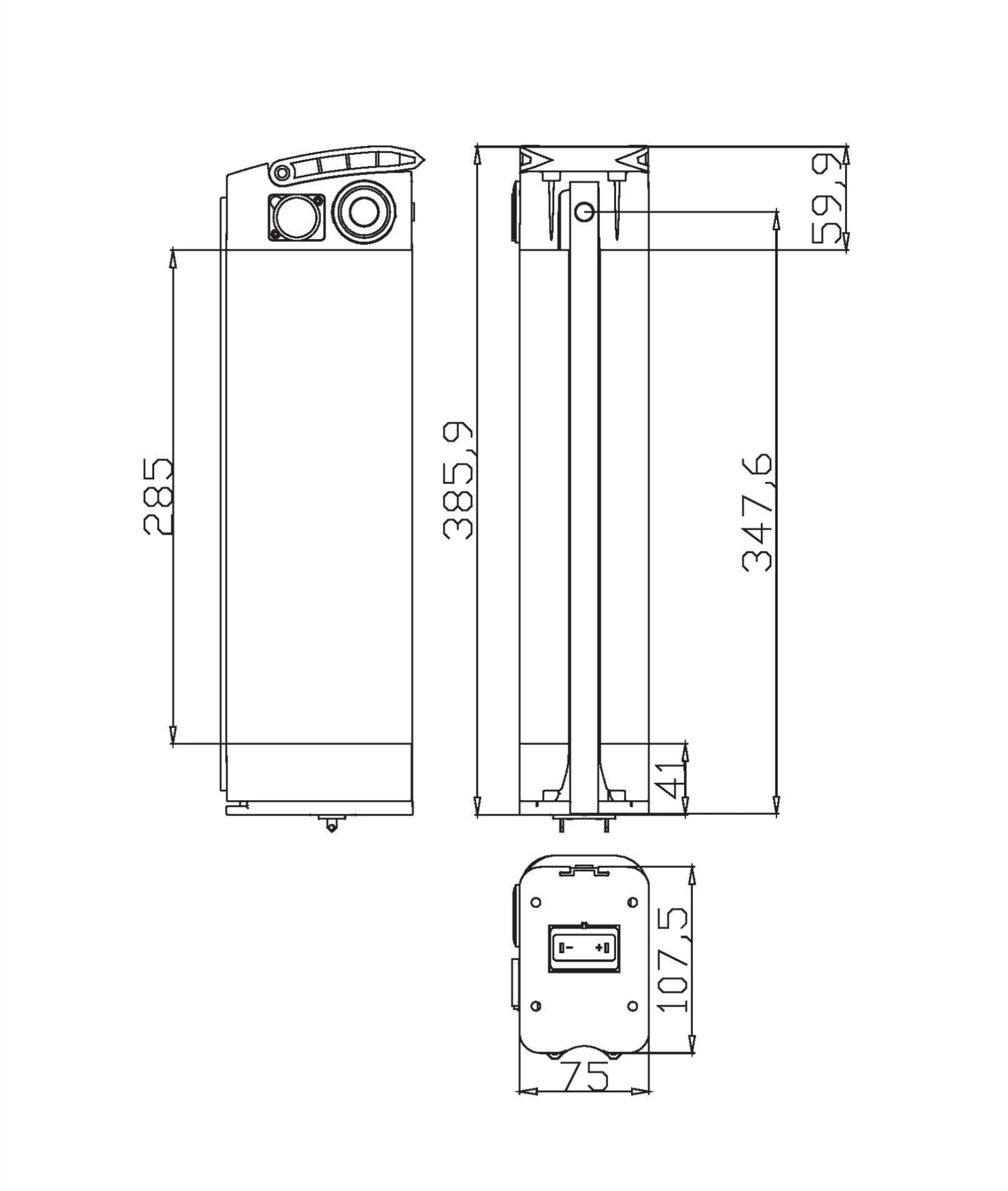 36V 13Ah / 468 Wh Silver Fish Style DLG eBike Battery CPSIADG36-13 - Cap Rouge