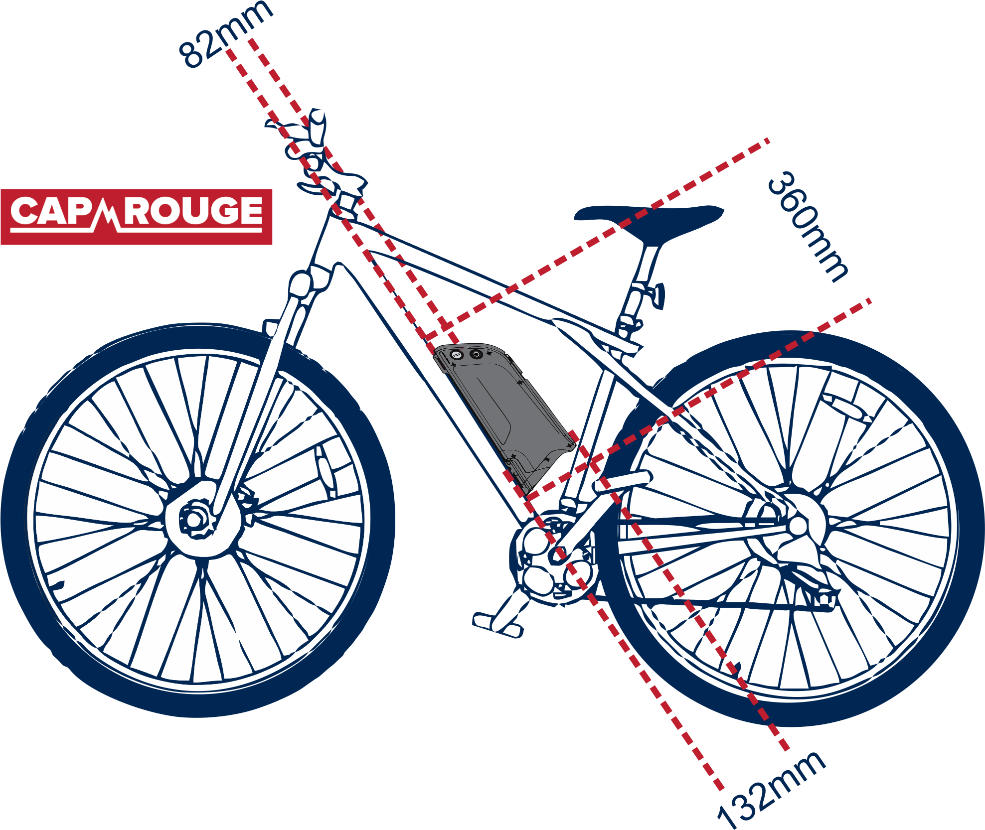 36V 16Ah 576Wh Dolphin Dmegc eBike Battery Only CPDOCBB36-16 - Cap Rouge